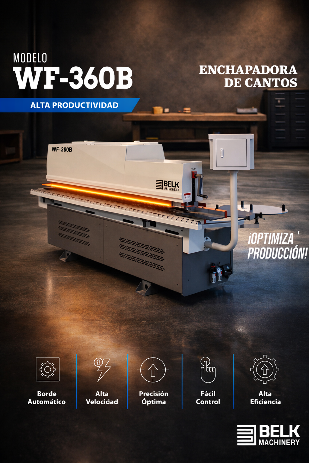 Enchapadora de cantos Belk Machinery modelo WF-360B